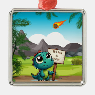 Adorno Metálico lindo, divertido dinosaurio