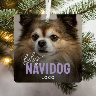 Adorno Metálico Lindo Feliz Navidog Foto de Mascota Navidad
