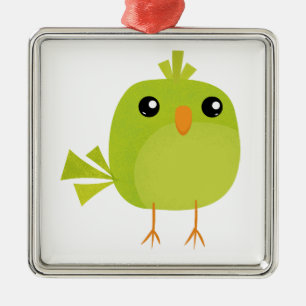 Adorno Metálico Lindo Pájaro Verde Dibujos Animados