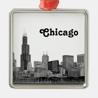 Adorno Metálico Línea aérea de Chicago Etched