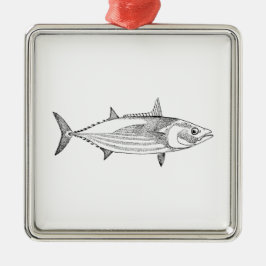 Adorno Metálico Línea arte de los pescados de atún del vintage