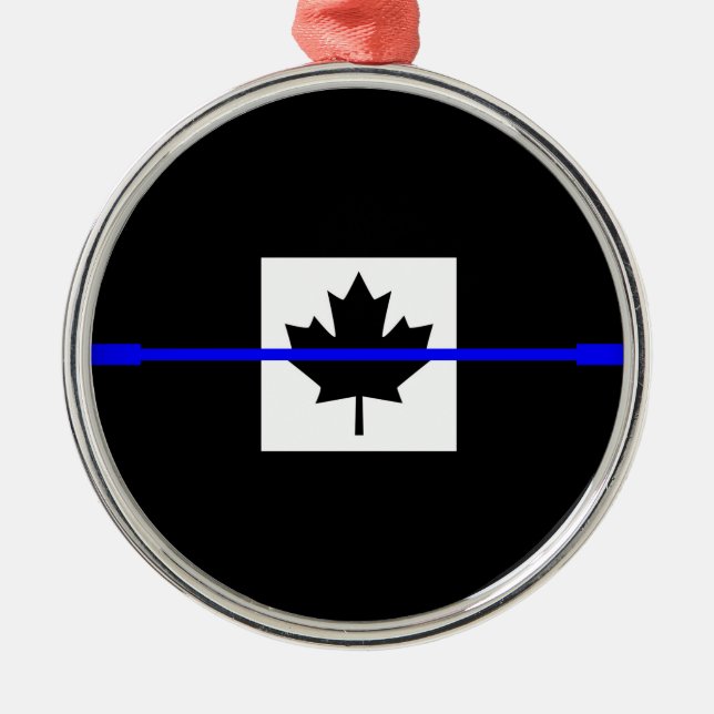Adorno Metálico Línea Azul delgada en diseño de bandera canadiense (Frente)