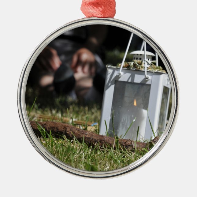 Adorno Metálico Linterna de luz (Frente)