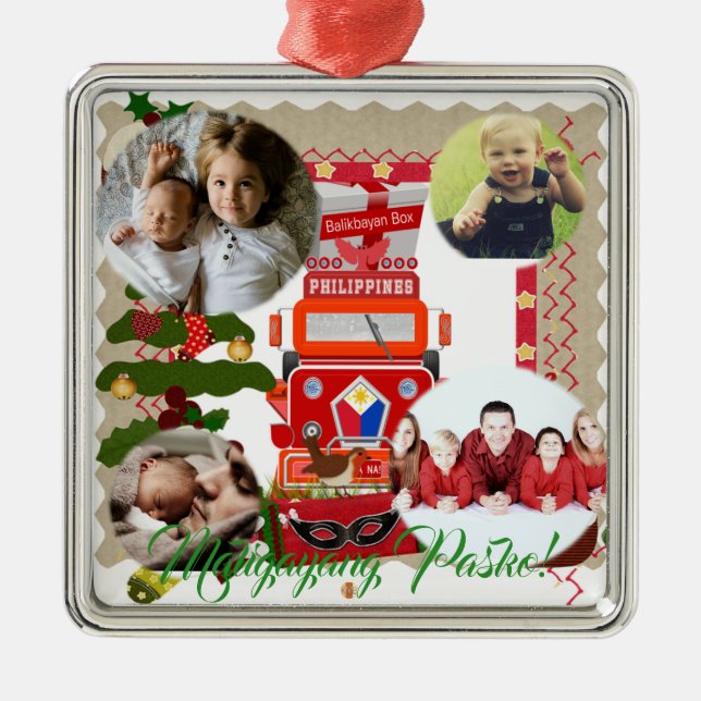 Adorno Metálico Linterna filipina, Parol, bandera, caja de (Frente)