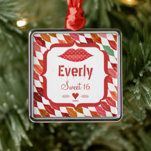 Adorno Metálico Lips Sweet 16 Vintage Retro