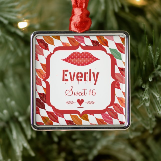 Adorno Metálico Lips Sweet 16 Vintage Retro (Árbol)