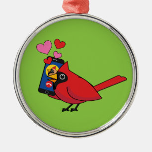Adorno Metálico Llamadas Cardinal Bird Love Mating