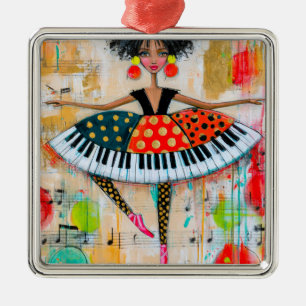 Adorno Metálico Llaves de Piano Músical Bailarina Caprichosa
