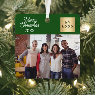 Adorno Metálico Logo de fotos de negocios Navidades verde moderno