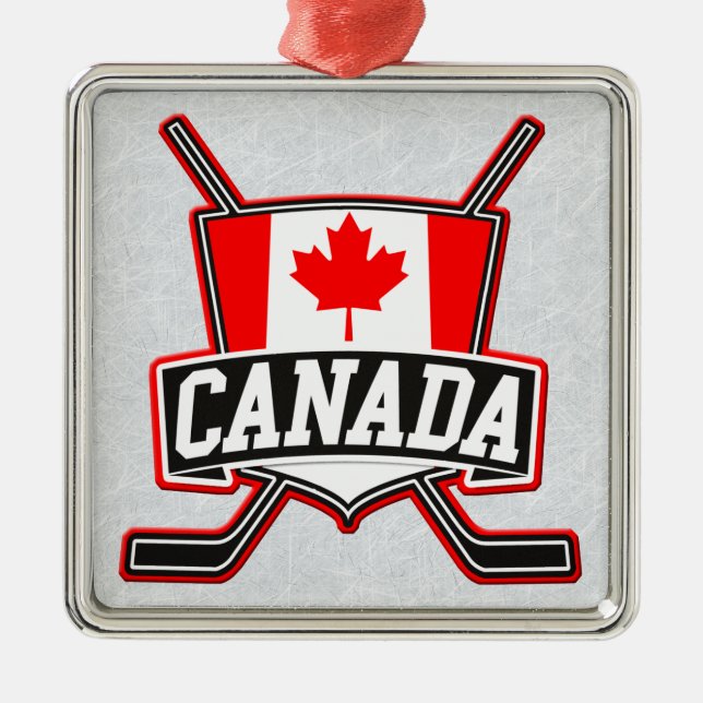 Adorno Metálico Logo de hockey sobre bandera canadiense (Frente)