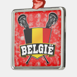 Adorno Metálico Logo de Lacrosse Bandera de Bélgica