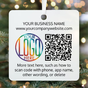 Adorno Metálico Logotipo de 2 caras y código QR promocional cuadra