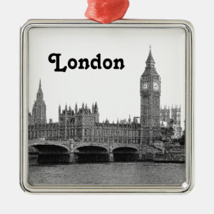 Adorno Metálico Londres Inglaterra Reino Unido Silueta Grabada