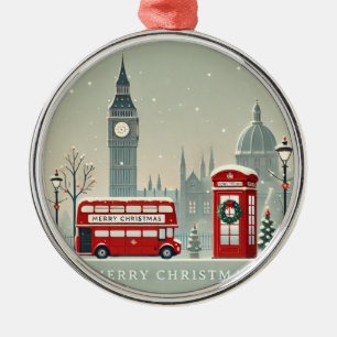 Adorno Metálico Londres Navidad   Big Ben y Londres Festivo