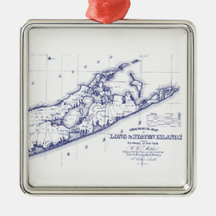 Adorno Metálico Long Island The Hamptons Map VC