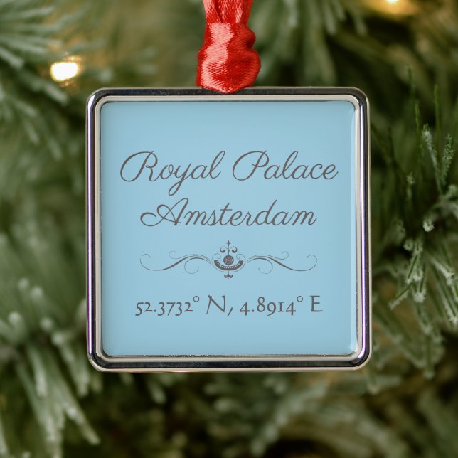 Adorno Metálico Longitud de la latitud del Palacio Real Amsterdam (Árbol)