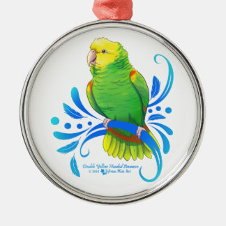 Adorno Metálico Loro Amazon Doble Amarillo