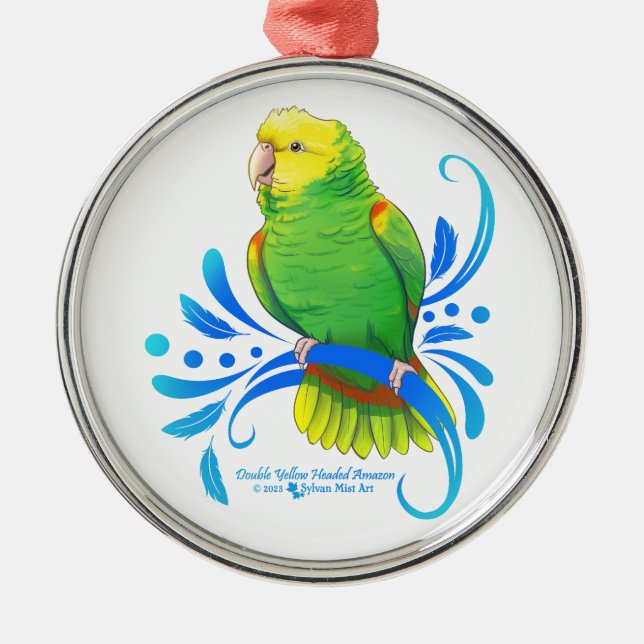 Adorno Metálico Loro Amazon Doble Amarillo (Frente)