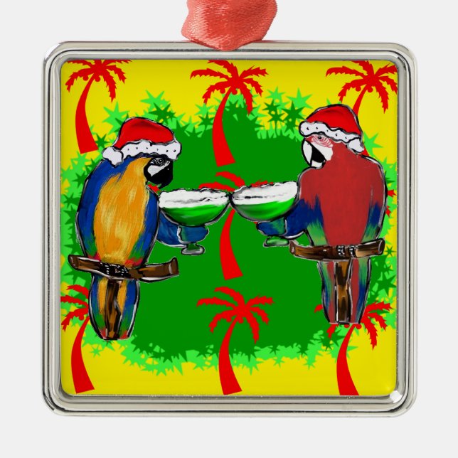 ADORNO METÁLICO LOROS DE NAVIDAD (Frente)