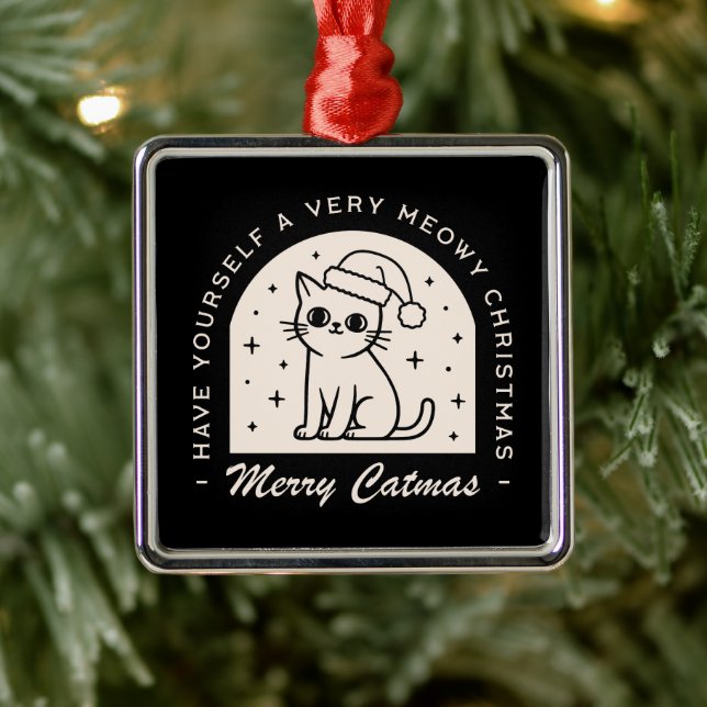 Adorno Metálico Los amantes del gato Navidades graciosos desean ne (Árbol)