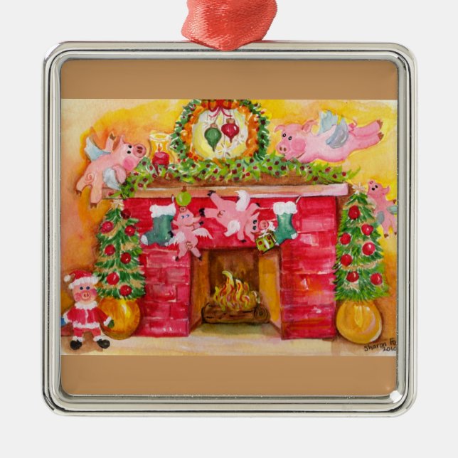 Adorno Metálico Los cerdos del vuelo adornan el hogar y el (Frente)