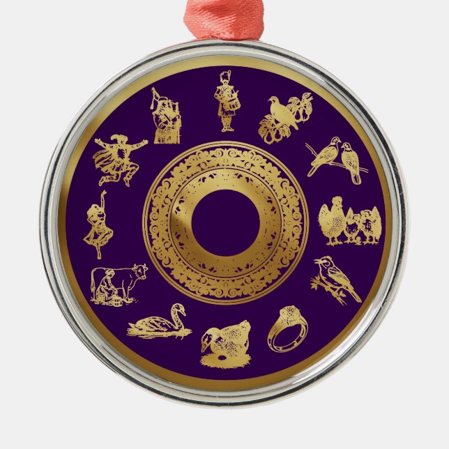 Adorno Metálico Los doce días de Navidades morado (Frente)