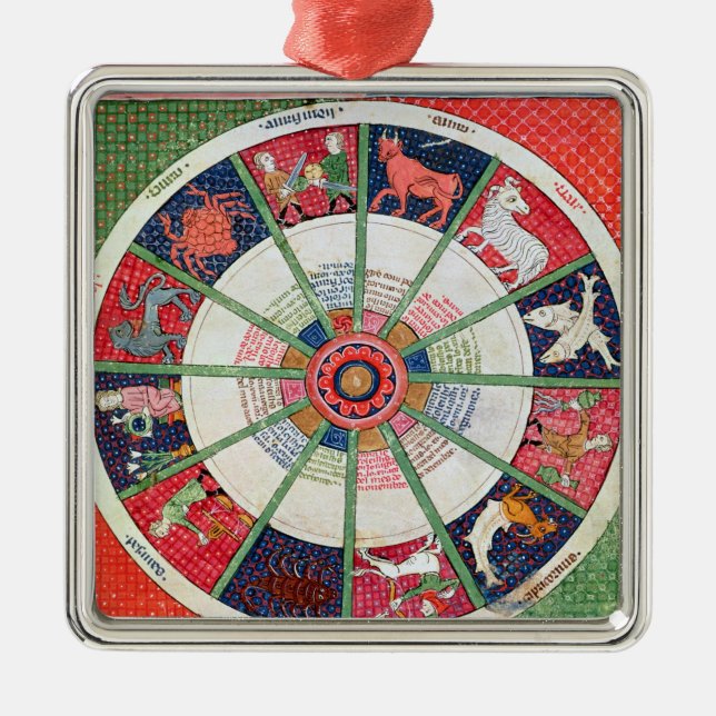 Adorno Metálico Los doce Rótulos del Zodiaco y el Sol (Frente)