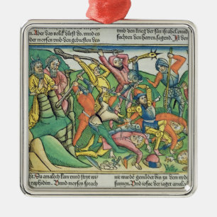 Adorno Metálico Los éxodos 17 8-15 Aaron y Hur apoyan las manos d