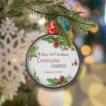 Los primeros Navidades del bebé rústico Holly & Pi