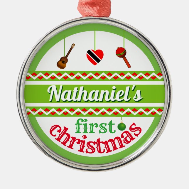 Adorno Metálico Los primeros Navidades (trinitenses) de tu bebé (Frente)