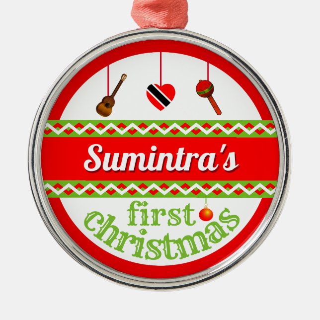 Adorno Metálico Los primeros Navidades (trinitenses) de tu bebé (Frente)