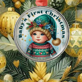 Adorno Metálico Los primeros Recuerdos del bebé de Navidad