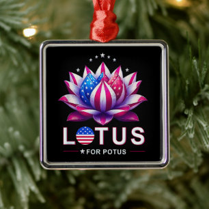 Adorno Metálico Lotus para Potus Kamala Harris Trendy Lotus Potus