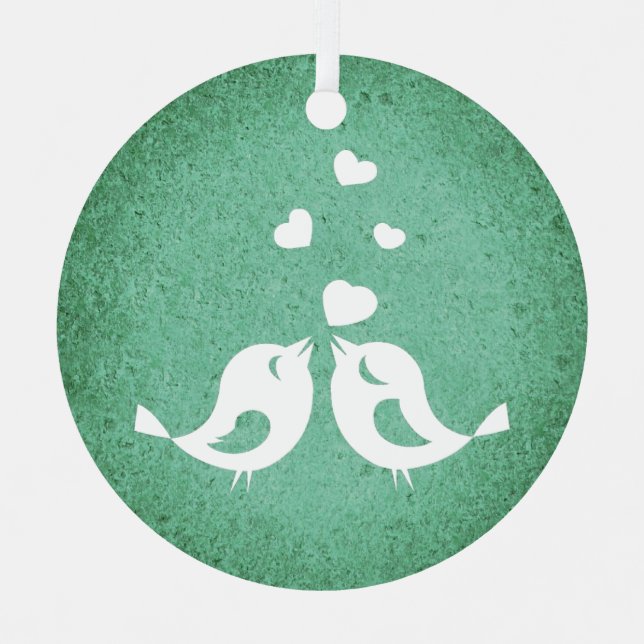 Adorno Metálico Love Birds on Green (Anverso)