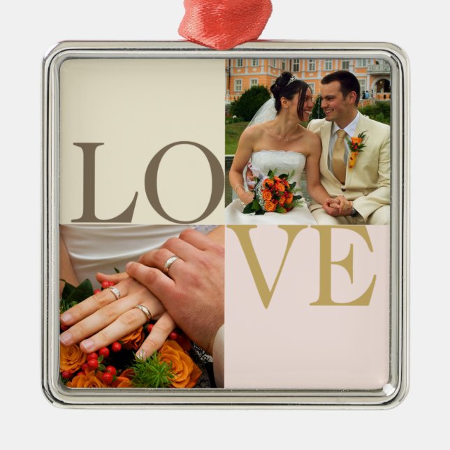 Adorno Metálico LOVE personalizado foto boda aniversario de manten (Frente)