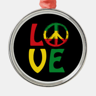 Adorno Metálico LOVE Reggae con símbolo de paz