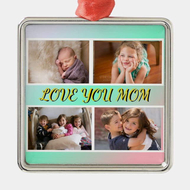 Adorno Metálico Love You Mom Pastel Tribute Keepsake (Frente)