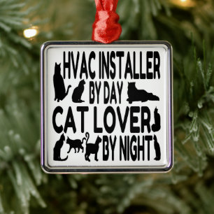 Adorno Metálico Lover de gato del instalador de HVAC