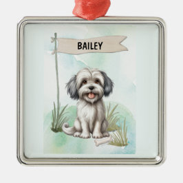 Adorno Metálico Lowchen Acuarela Perro Personalizado