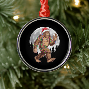Adorno Metálico Luces de árbol de Navidad de Bigfoot Santa Navidad