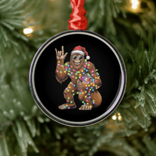 Adorno Metálico Luces de Navidad de Santa Bigfoot Rock Divertido