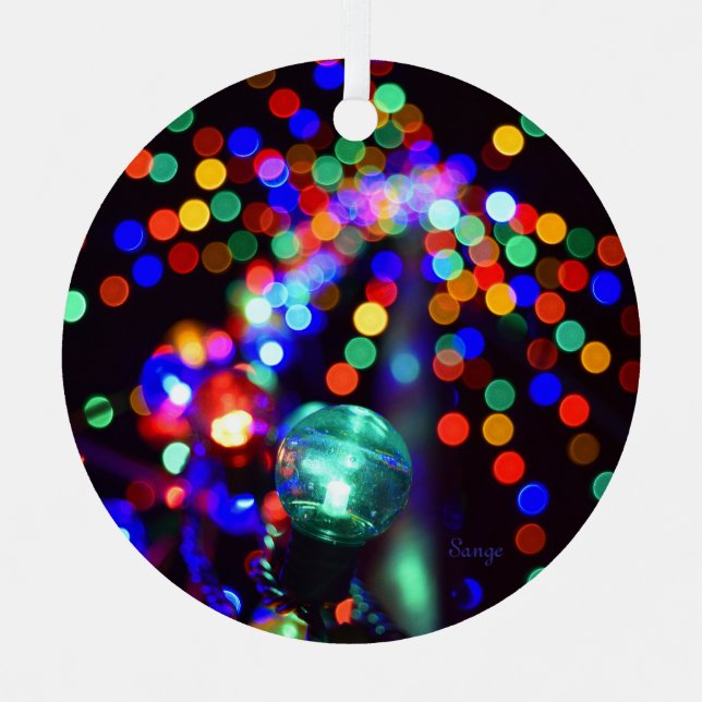 Adorno Metálico Luces navideñas de Bokeh (Anverso)