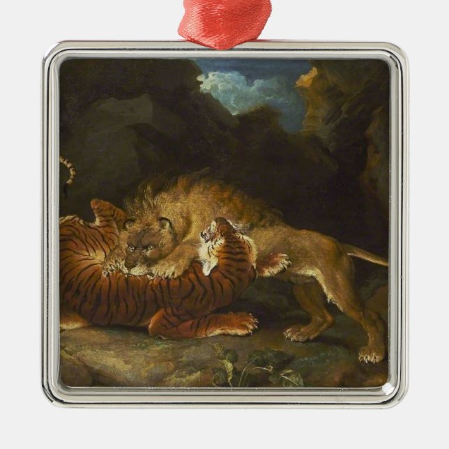Adorno Metálico Lucha entre un león y un tigre (Frente)