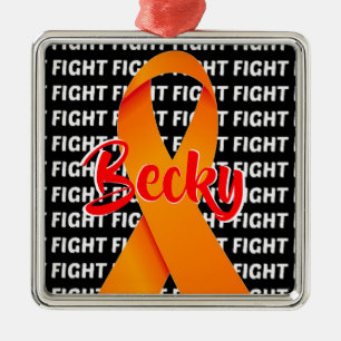 Adorno Metálico Luchar contra la leucemia Naranja Ribbon