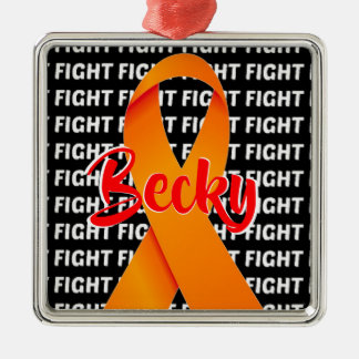 Adorno Metálico Luchar contra la leucemia Naranja Ribbon