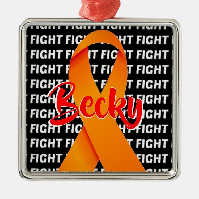 Adorno Metálico Luchar contra la leucemia Naranja Ribbon (Frente)