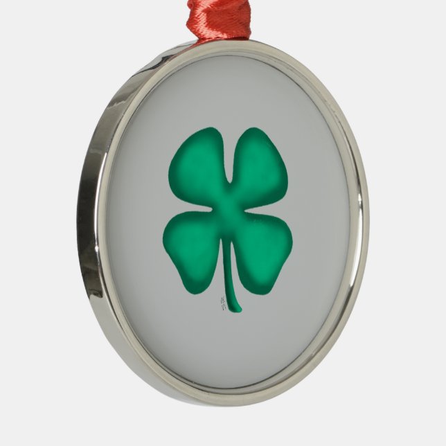 Adorno Metálico Lucky 4 Leaf Irish Clover gray rd premium ornament (Derecha)