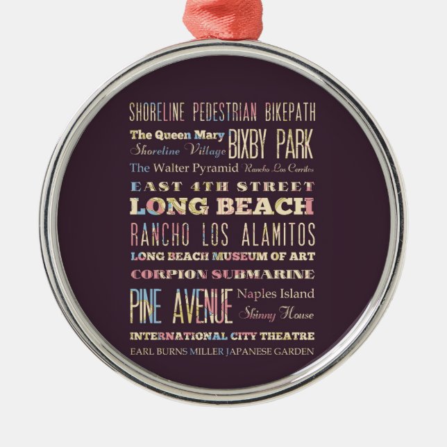 Adorno Metálico Lugares famosos de Long Beach, California (Frente)
