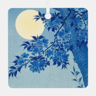 Adorno Metálico Luna azul noche árbol de cerezo japonés