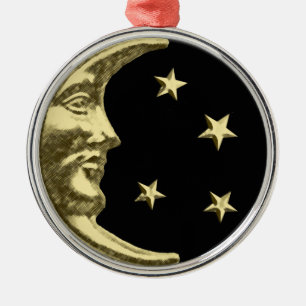Adorno Metálico Luna y estrellas Art Deco - Negro y Oro
